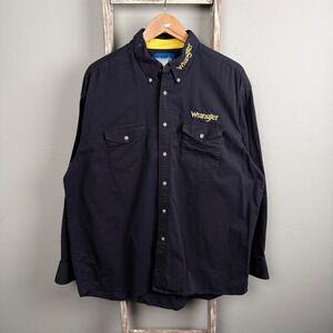 Wrangler Rodeo Cowboy Black Embroidered Button Longsleeve Shirt XL